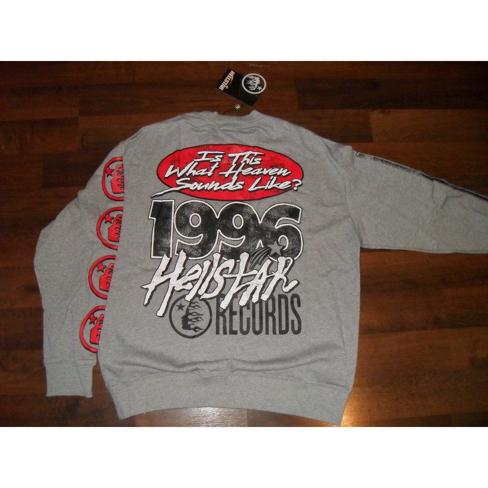 Hellstar 1996 Records Is This What‎ Heaven Sounds Like Crewneck Sweater Gray XL